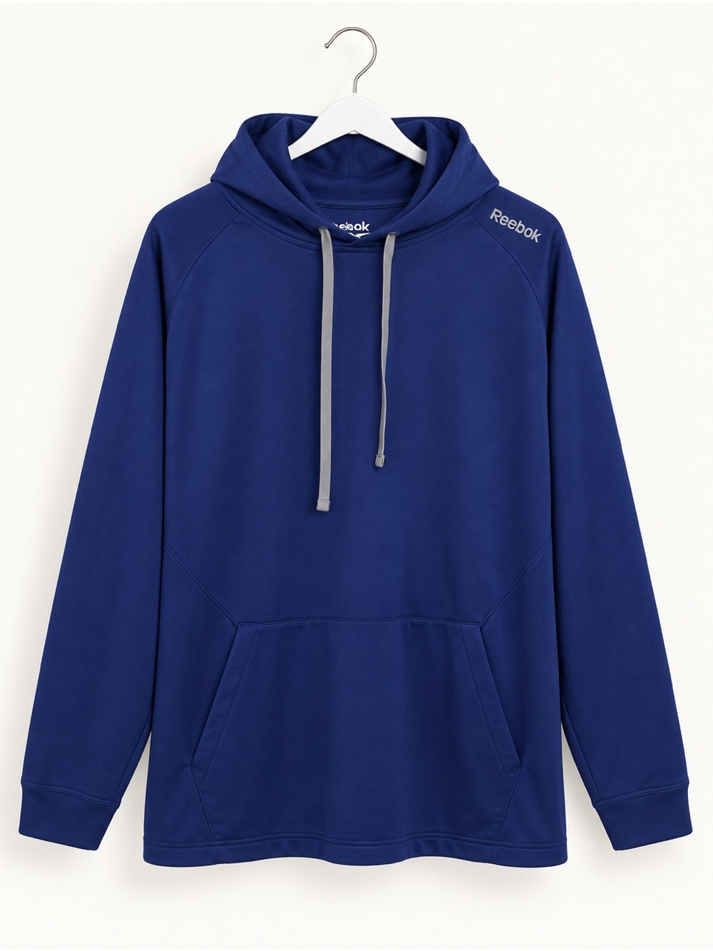 Reebok Men's Royal Blue Hoodie with Gray Drawcords